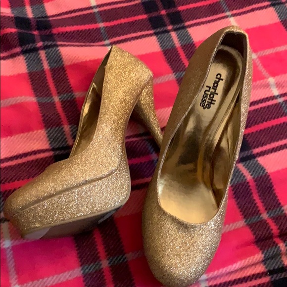 Gold Glitter 4in Heels - Picture 3 of 5